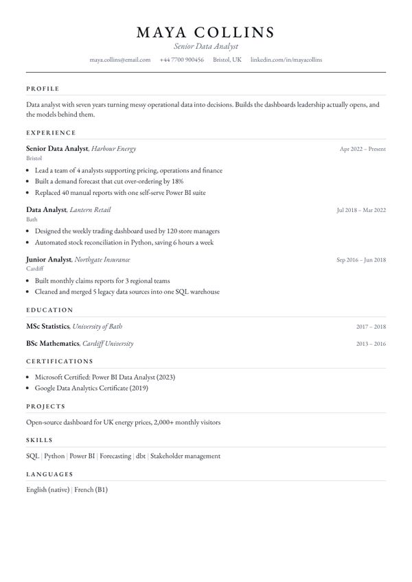 Executive CV template