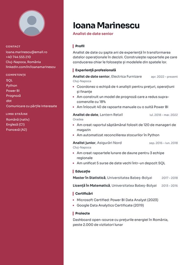 Șablon CV Îndrăzneț