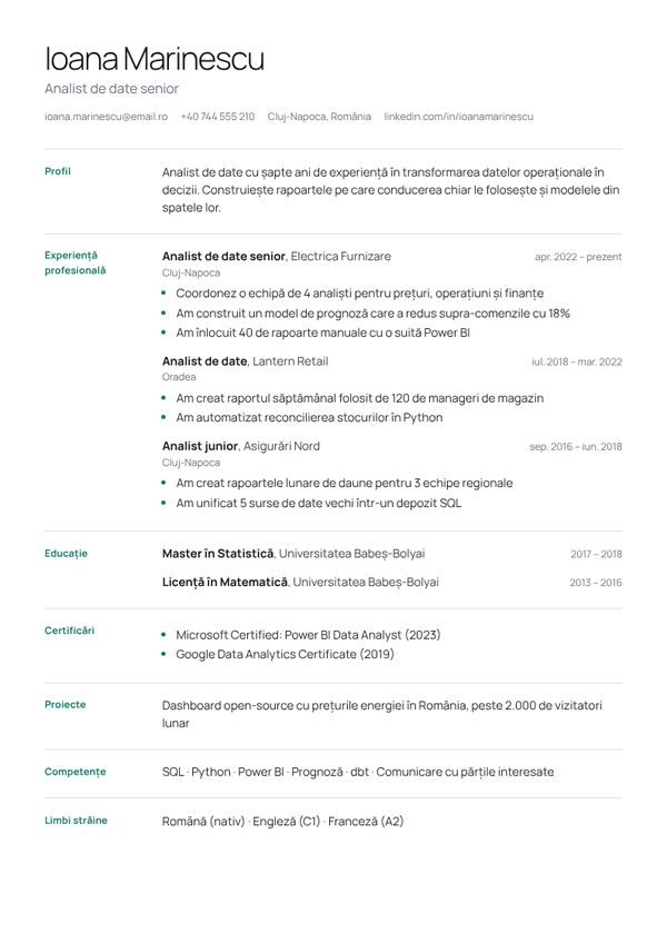 Șablon CV Minimal